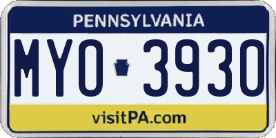 PA license plate MYO3930