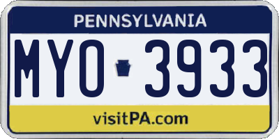 PA license plate MYO3933