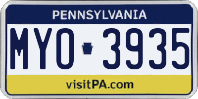 PA license plate MYO3935