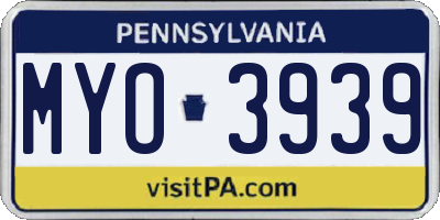 PA license plate MYO3939
