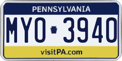 PA license plate MYO3940