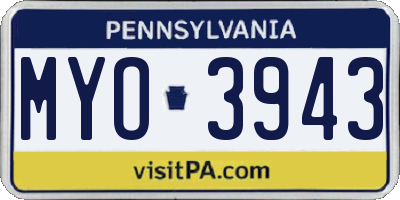 PA license plate MYO3943
