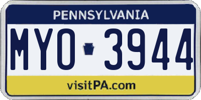 PA license plate MYO3944
