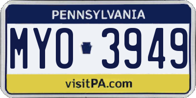 PA license plate MYO3949