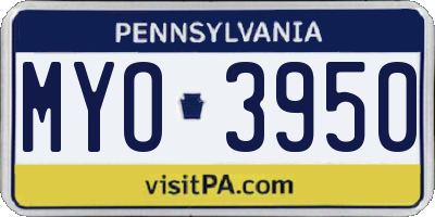 PA license plate MYO3950