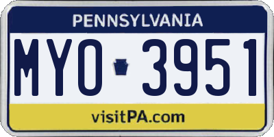 PA license plate MYO3951