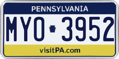 PA license plate MYO3952