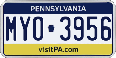PA license plate MYO3956