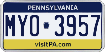 PA license plate MYO3957