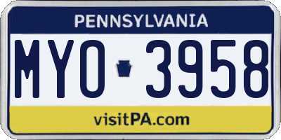 PA license plate MYO3958