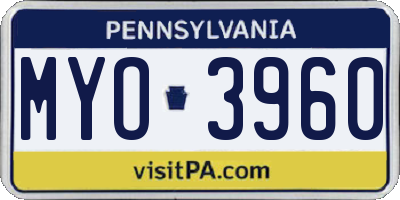PA license plate MYO3960
