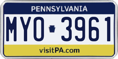 PA license plate MYO3961