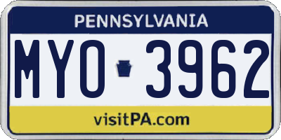 PA license plate MYO3962