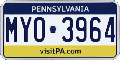 PA license plate MYO3964