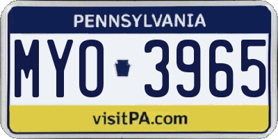 PA license plate MYO3965