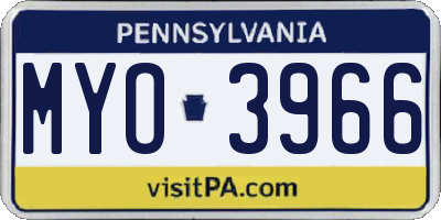 PA license plate MYO3966