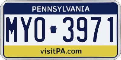PA license plate MYO3971