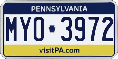 PA license plate MYO3972