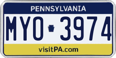 PA license plate MYO3974