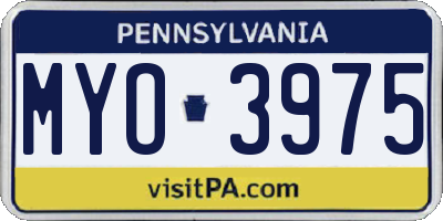 PA license plate MYO3975