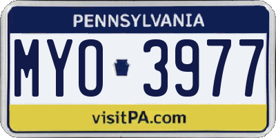 PA license plate MYO3977
