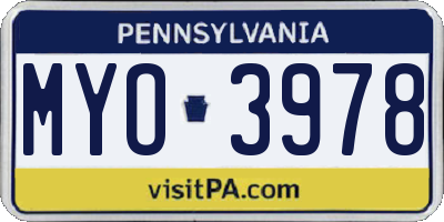 PA license plate MYO3978