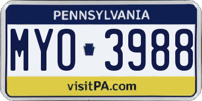PA license plate MYO3988