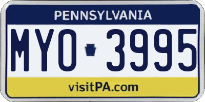 PA license plate MYO3995