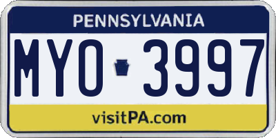 PA license plate MYO3997