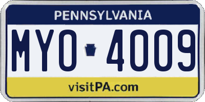 PA license plate MYO4009
