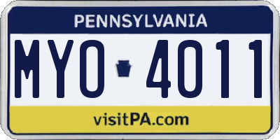 PA license plate MYO4011