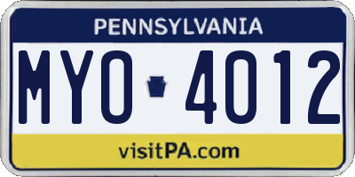 PA license plate MYO4012