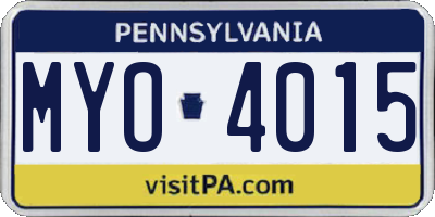 PA license plate MYO4015
