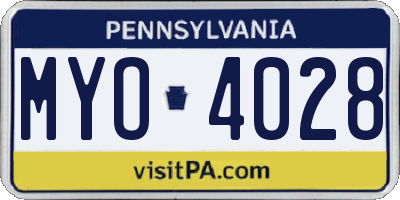 PA license plate MYO4028