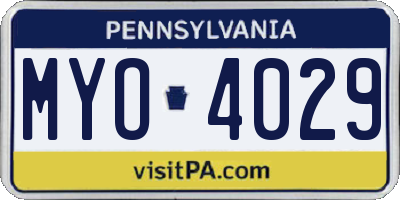 PA license plate MYO4029