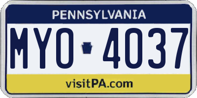 PA license plate MYO4037