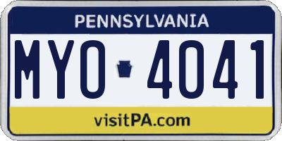 PA license plate MYO4041