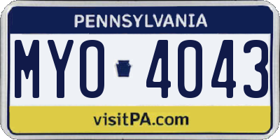 PA license plate MYO4043