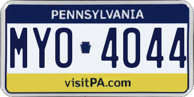 PA license plate MYO4044