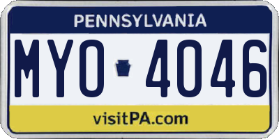 PA license plate MYO4046
