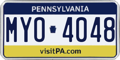 PA license plate MYO4048
