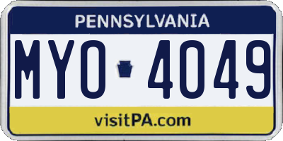 PA license plate MYO4049