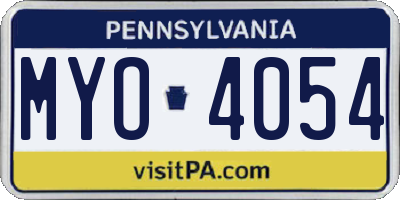 PA license plate MYO4054