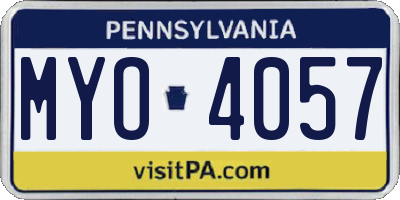 PA license plate MYO4057