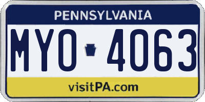 PA license plate MYO4063