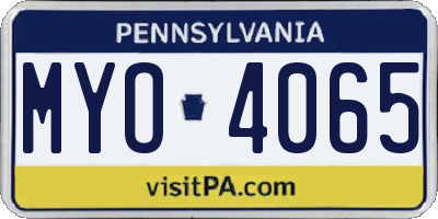 PA license plate MYO4065