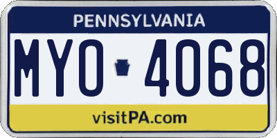 PA license plate MYO4068