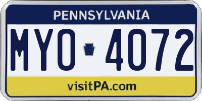PA license plate MYO4072