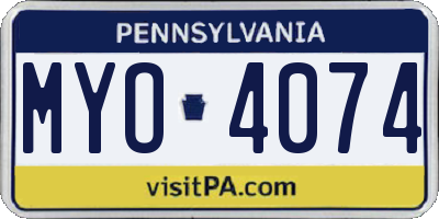 PA license plate MYO4074