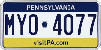 PA license plate MYO4077